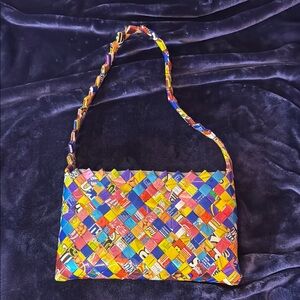 Candy wrappers Shoulder Bag with Glossy Finish